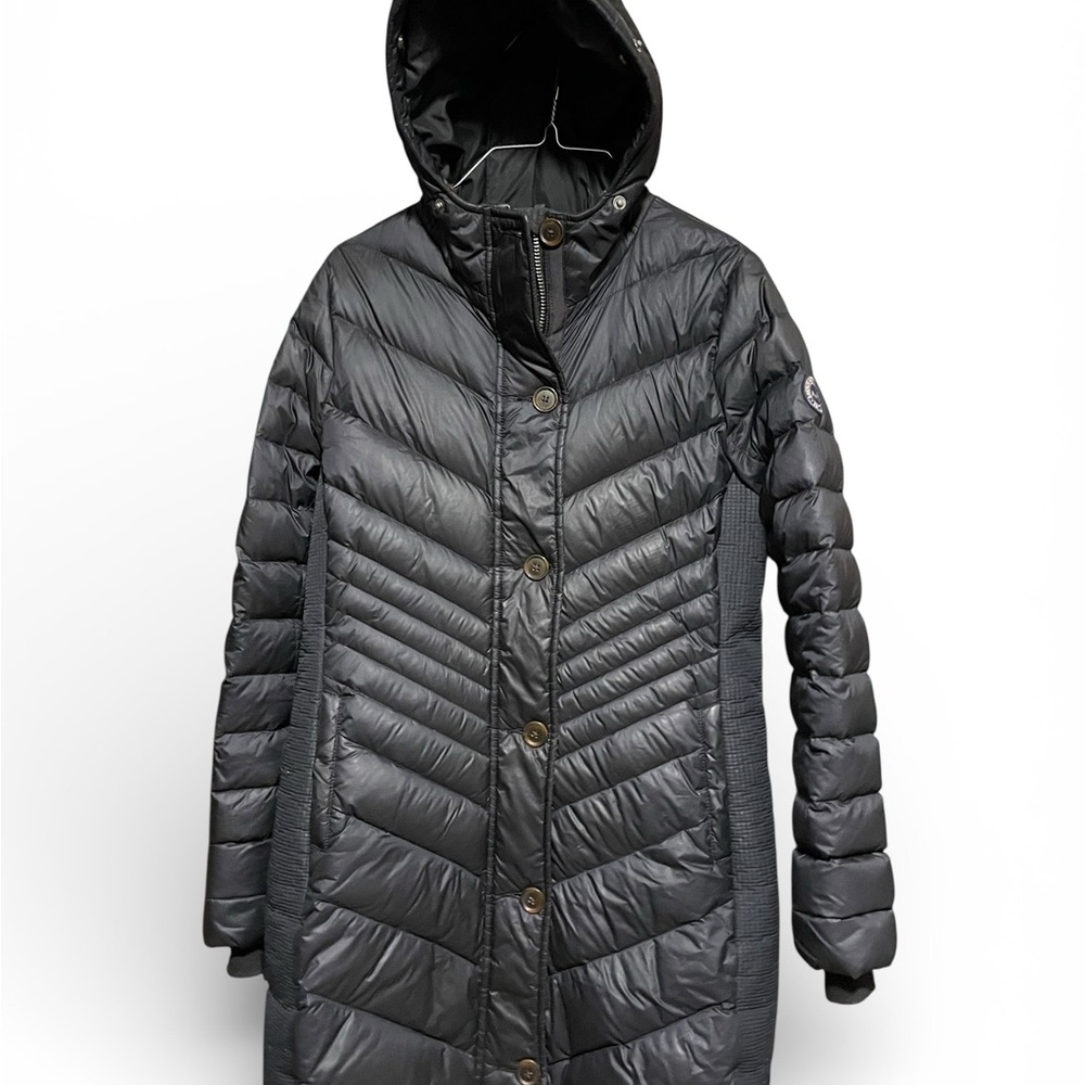 Abercrombie & Fitch Hooded Down Puffer Jacket Coat Womens  Long Knee S Black
